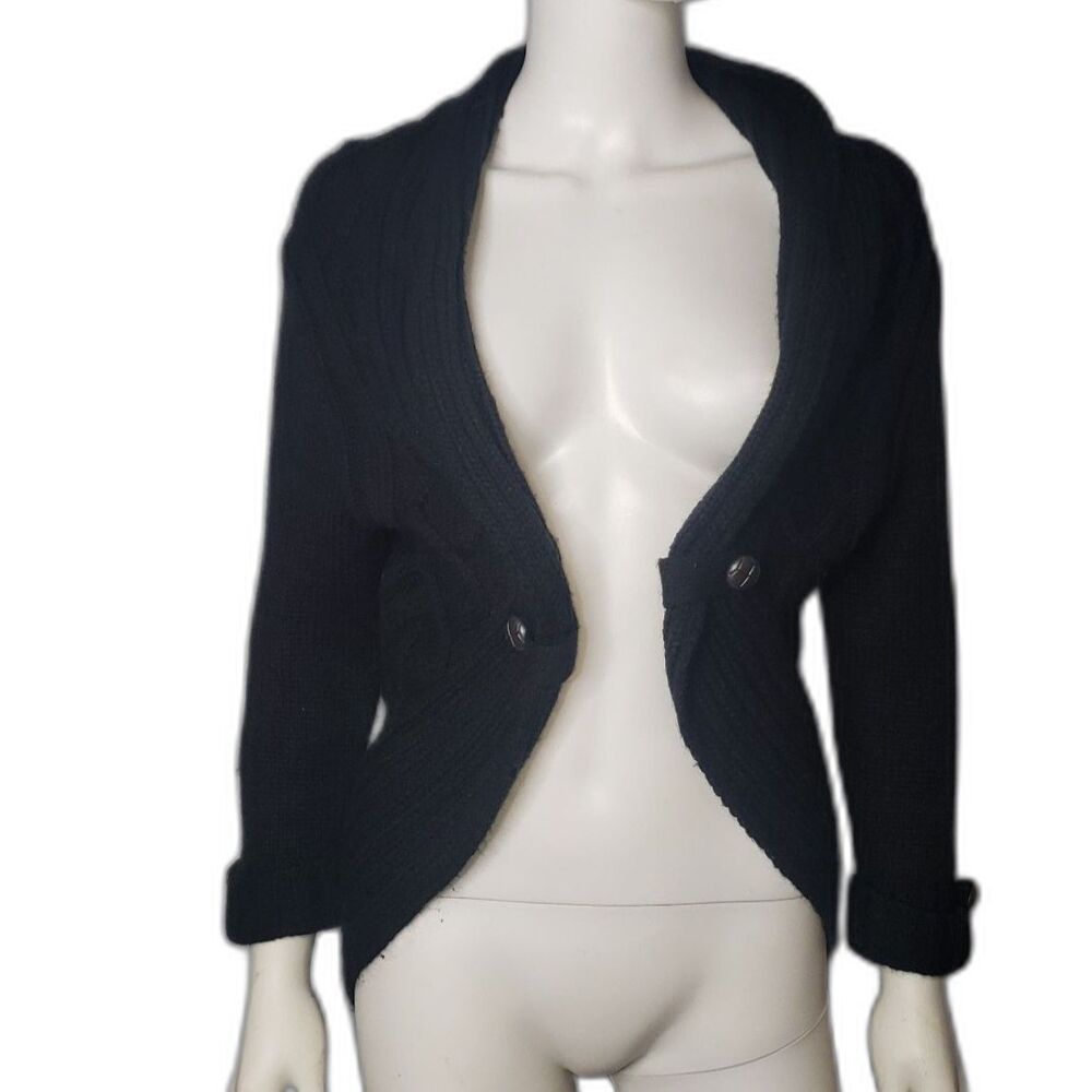 PINK ROSE Black Open Front Cardigan Sweater Womens Size Large